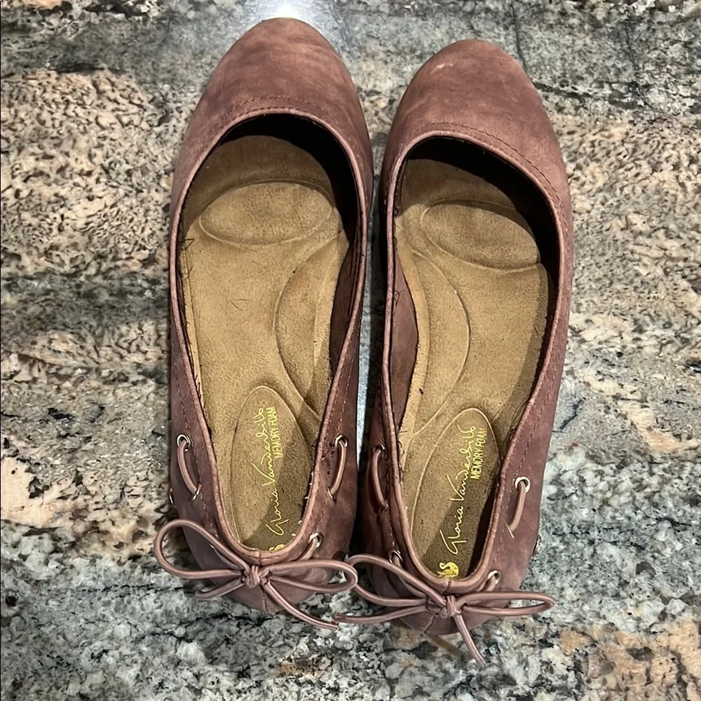 Brown/Rose Suede Women's Flats by Gloria Vanderbilt